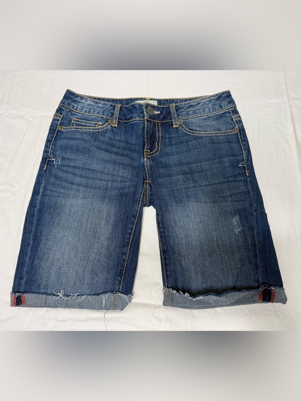 Aeropostale Size 0 Denim Bermuda Shorts Y2K Cuffed Distressed